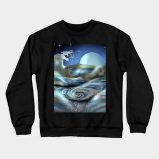 Awa Prefecture whirlpool rapids on a dark starry night in Japan Crewneck Sweatshirt